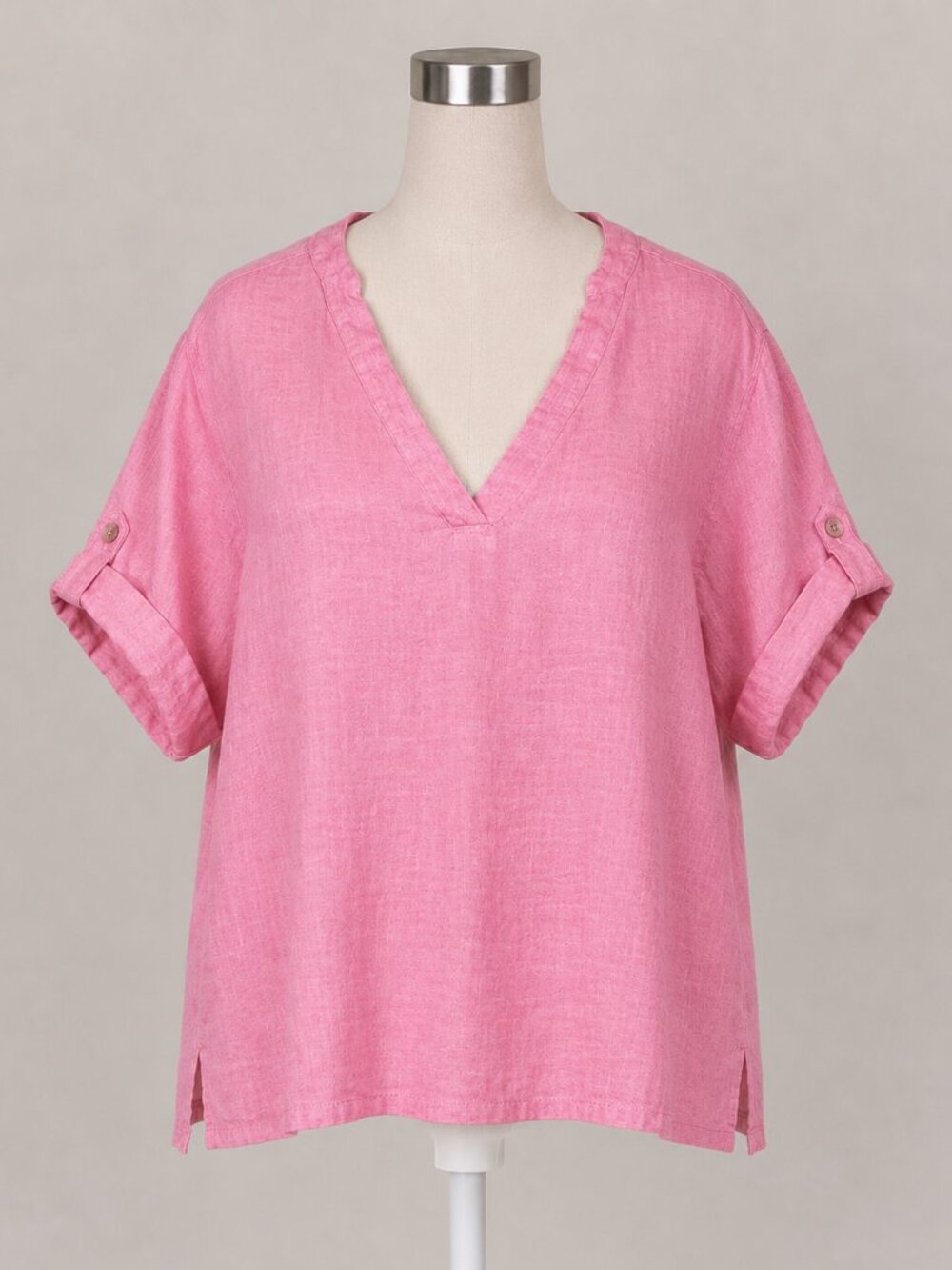 Isaac Mizrahi New York Pink Linen Top Sz M